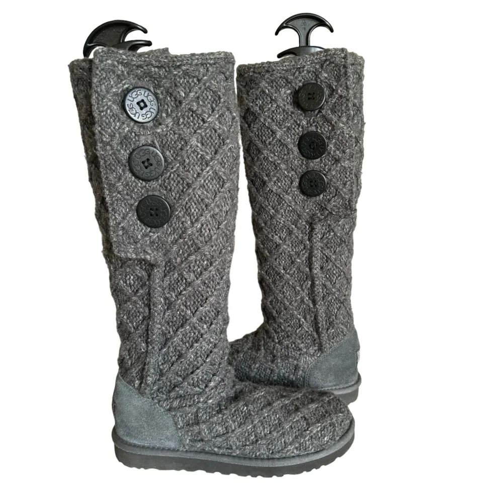 UGG Women’s Cardy Knit Boots Grey Tall Boots